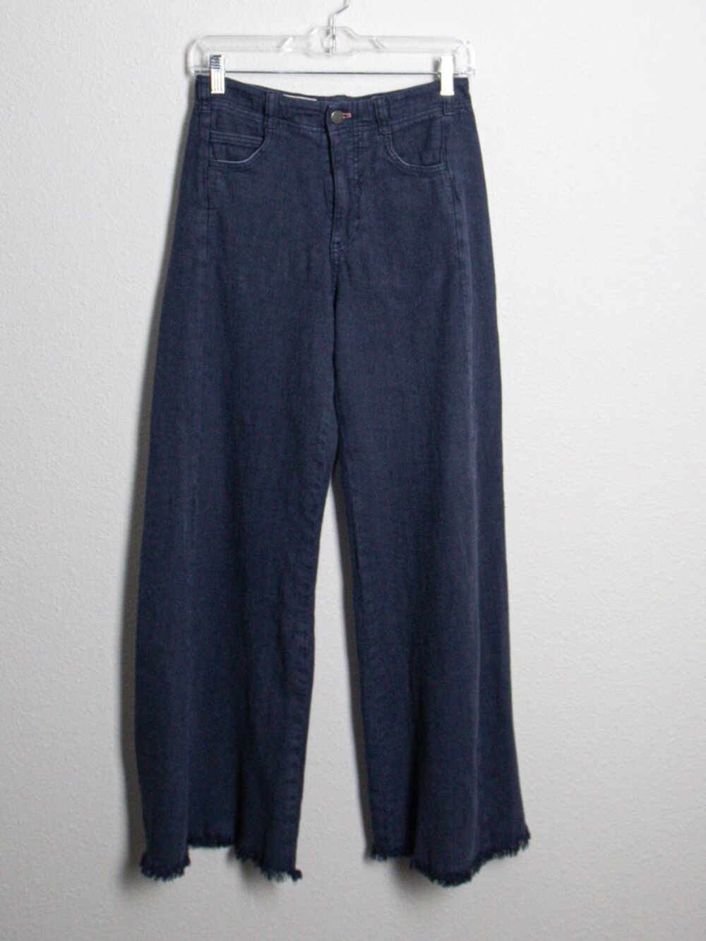 Pilcro Adi Linen Blend High Rise Wide Leg Jeans Size 25 Dark Navy Anthropologie